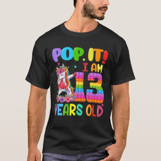 T-shirt Pop It I 13 Years Old Dabbing Unicorn Fidget