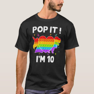 T-shirt Pop It I'm 10 Birthday Girl Boy Pop Fidget Toys Un