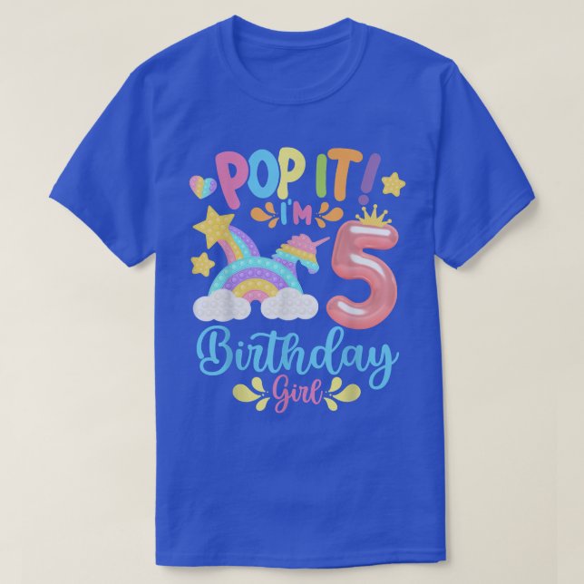 T-shirt Pop It I'm 5th Year Birthday Girl, Pop it Part (Design devant)