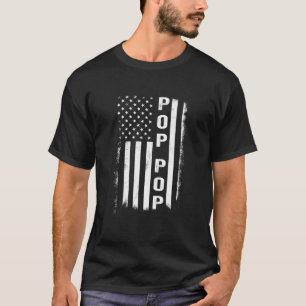 T-shirt Pop Pop Drapeau Mans Papa Grand Papa Papa Papa Pap