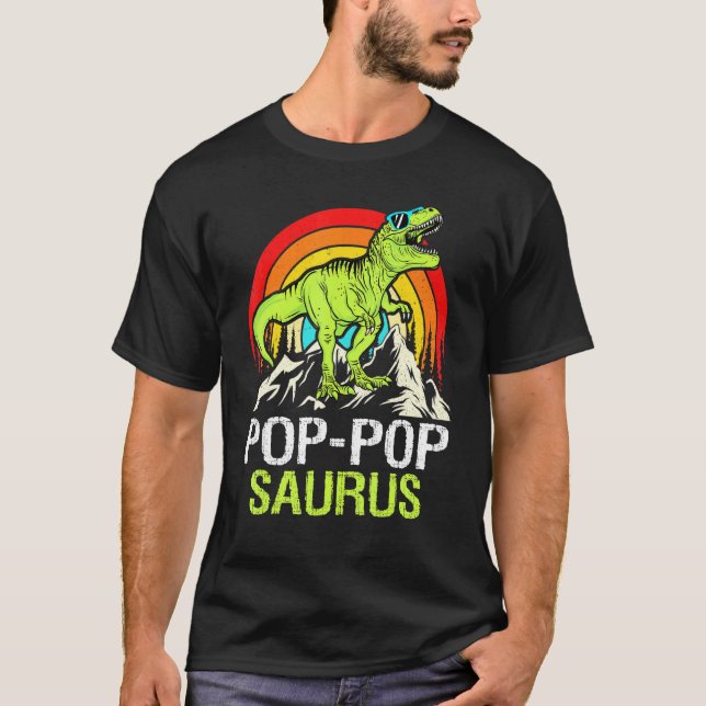 T-shirt Pop Popsaurus Dinosaur Grand-Père Pop Pop Saurus F (Devant)