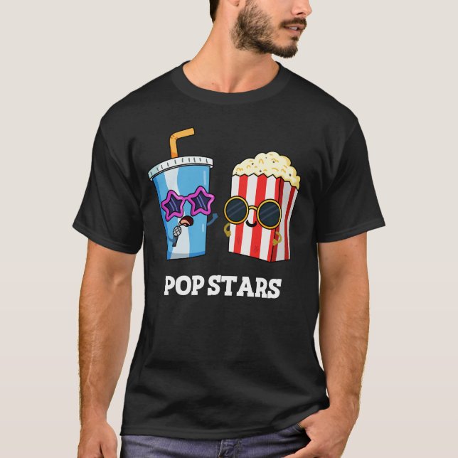 T-shirt Pop Stars Funny Soda Pop Popcorn Pun Dark BG (Devant)