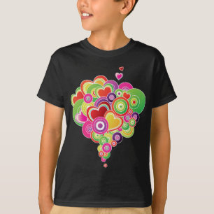T-shirt PopArt Coeurs rose et vert