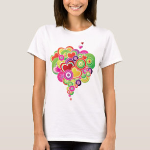 T-shirt PopArt Coeurs rose et vert