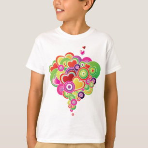 T-shirt PopArt Coeurs rose et vert