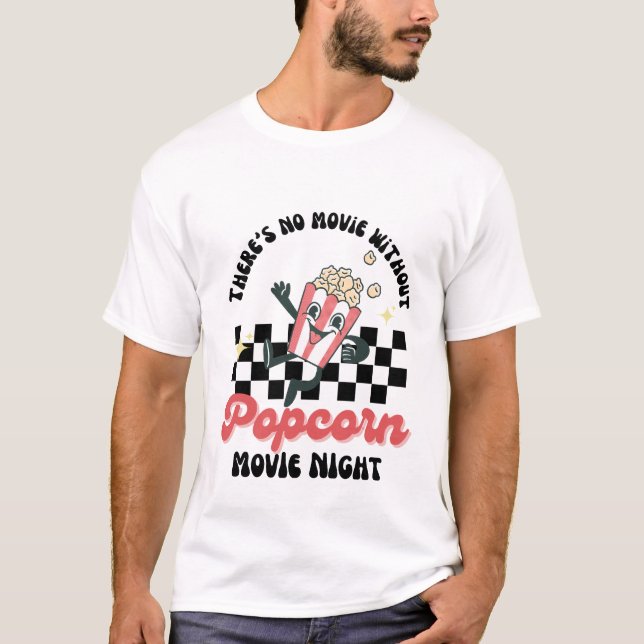 T-shirt Popcorn de la nuit de cinéma rétro (Devant)
