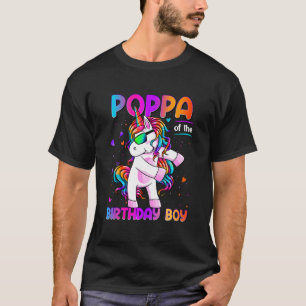 T-shirt Poppa de l'anniversaire garçon Dabbing Unicorn Par