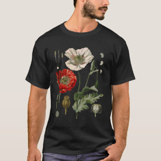 T-shirt Poppies de fleurs rouges Pavot botanique Pavot rou