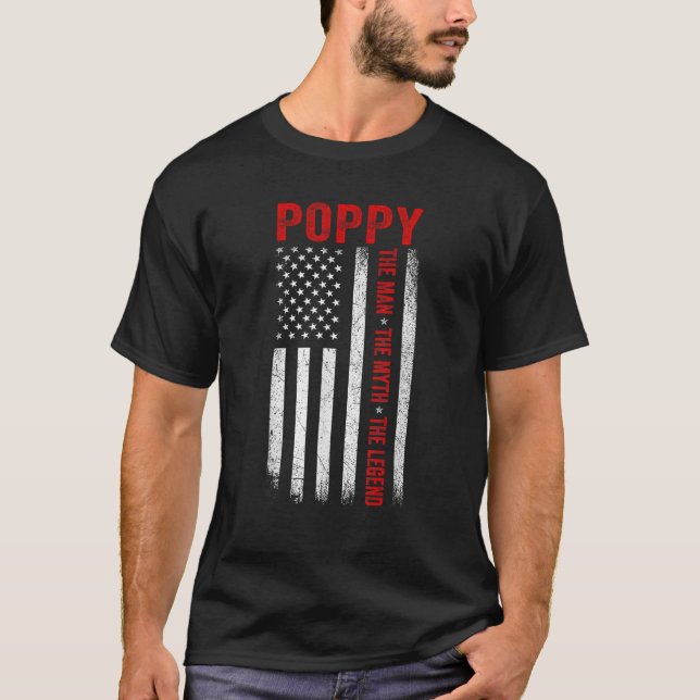 T-shirt Poppy L'Homme Le Mythe La Légende Drôle Grand-père (Devant)