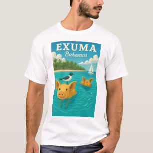 T-shirt Porcs qui nagent aux Bahamas Plage tropicale Exuma