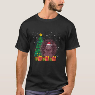 T-shirt Porcupic laide Santa Hat feux d'arbre de Noël Paj