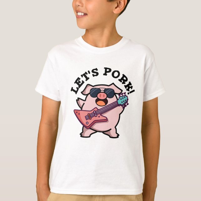T-shirt Pork Funny Rock Guitare Pig Pun (Devant)