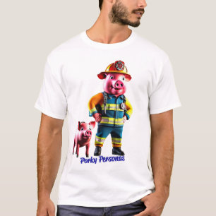 T-shirt Porky Personas personnages de porc amusants