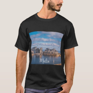 T-shirt Port de Sliema et gratte-ciel à Malte