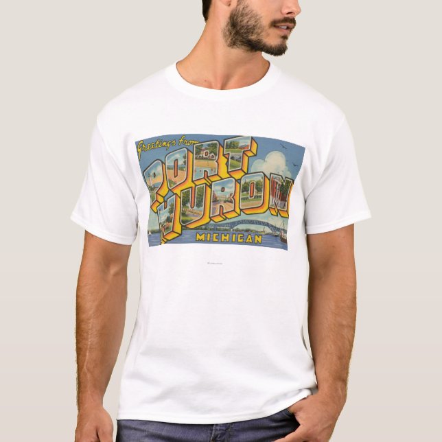 T-shirt Port Huron, Michigan - grandes scènes 2 de lettre (Devant)