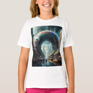 T-shirt Portail futuriste de la planète Alien avec Porte m