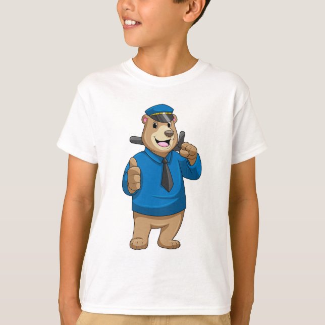 T-shirt Porter en tant qu'officier de police avec le casqu (Devant)