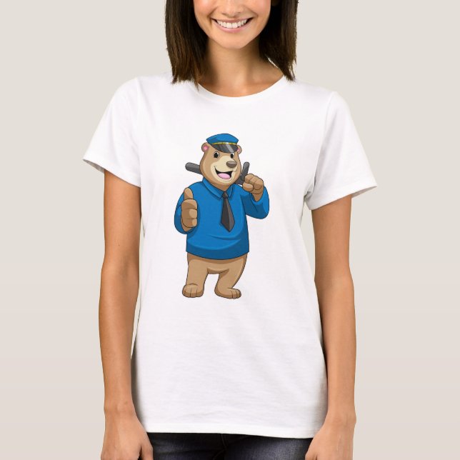 T-shirt Porter en tant qu'officier de police avec le casqu (Devant)