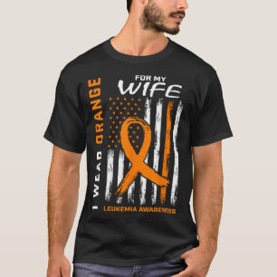T-shirt Porter Orange Pour Ma Femme Leucémie Sensibilisati