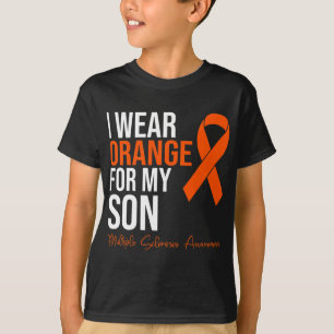 T-shirt Porter Orange Pour Mon Fils Ms Warrior Multiple Sc