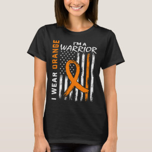 T-shirt Porter Orange Ruban Leucémie Cancer Guerrier