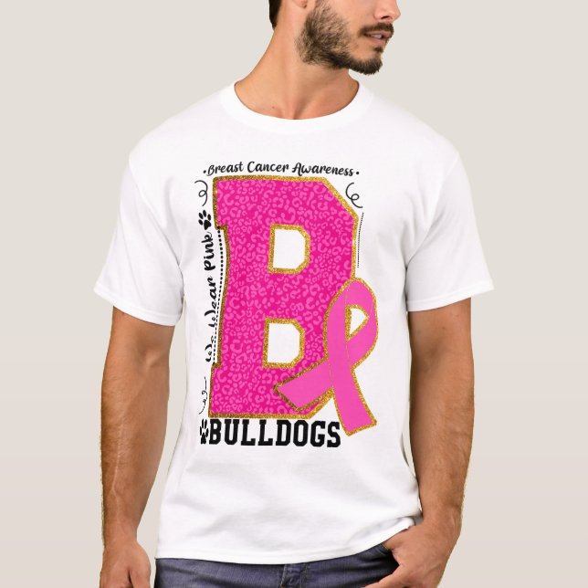 T-shirt Porter Pink Bulldogs Breast Cancer Sensibilisation (Devant)