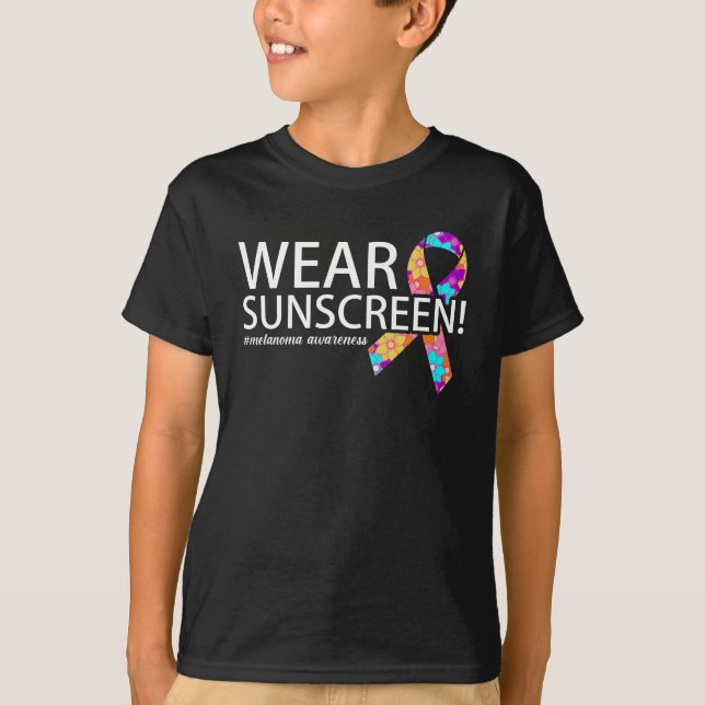 T-shirt Porter une sensibilisation au mélanome à écran sol (Devant)