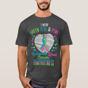 T-shirt Porter Vert Rose Turquoise Pour Le Sein Métastati