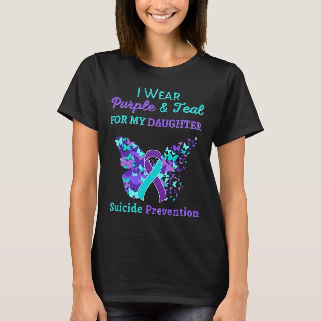 T-shirt Porter Violet Et Turquoise Pour Ma Fille Suicide P (Devant)