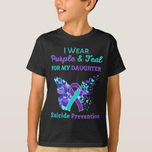 T-shirt Porter Violet Et Turquoise Pour Ma Fille Suicide P