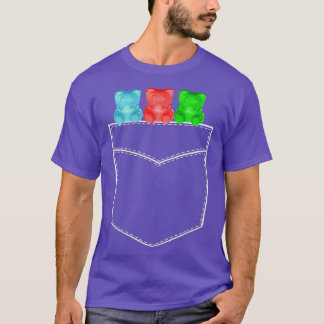 T-shirt Portes de gomme Chemise de poche trois ours Kawaii