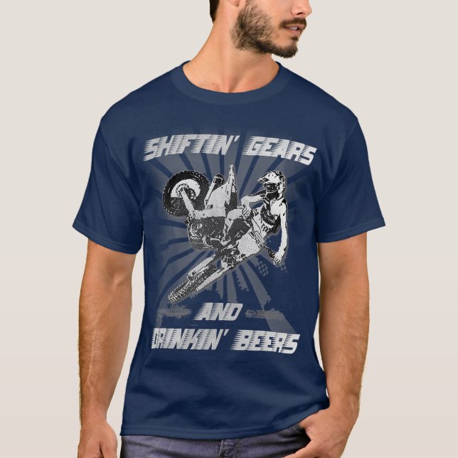 T-shirt Portes de rechange et bières de boisson Motocross  (Devant)