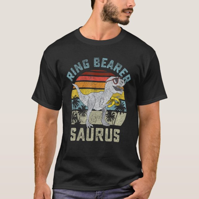 T-shirt Porteur de bague Saurus Dinosaur Mariage Rex Ring  (Devant)
