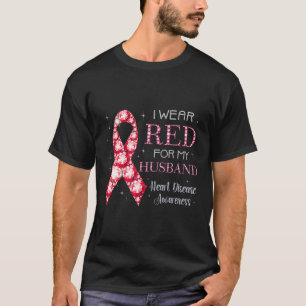 T-shirt Portez Le Rouge Pour Mon Mari Maladie Cardiaque Se