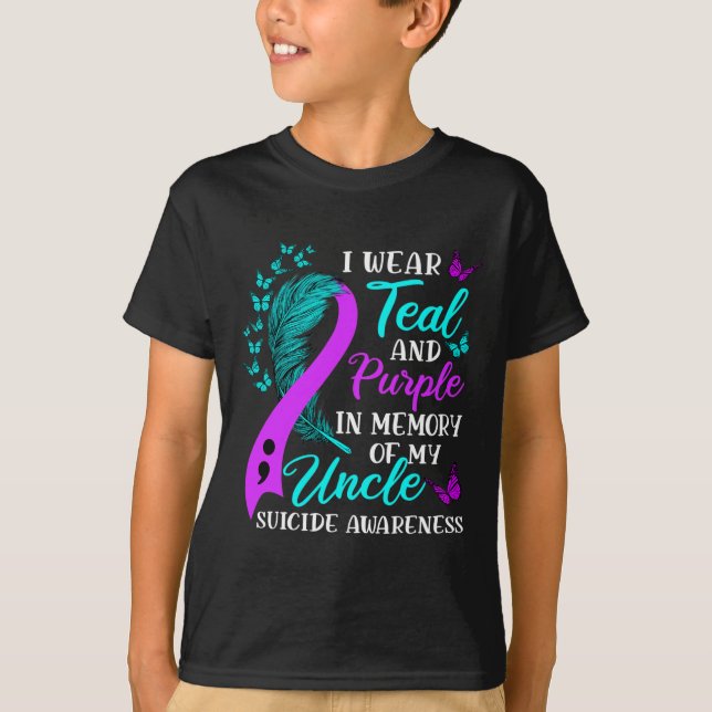 T-shirt Portez Le Violet Turquoise En Mémoire De Mon Oncle (Devant)