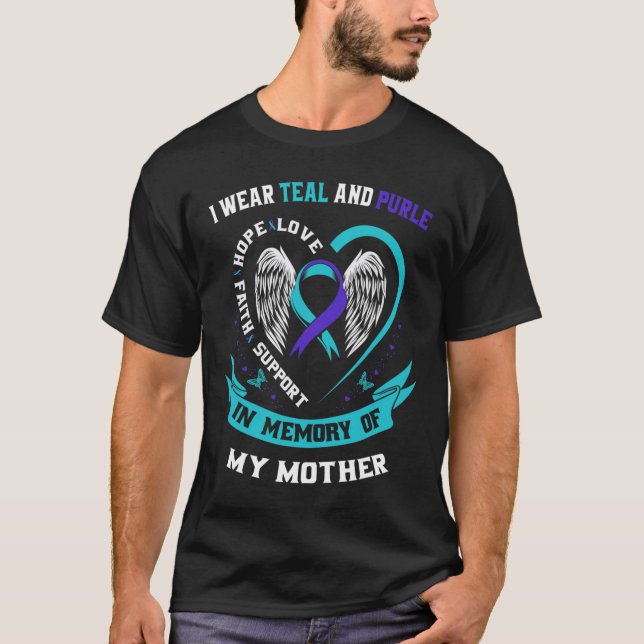 T-shirt Portez Turquoise Et Violet Pour Ma Mère Suicide Aw (Devant)