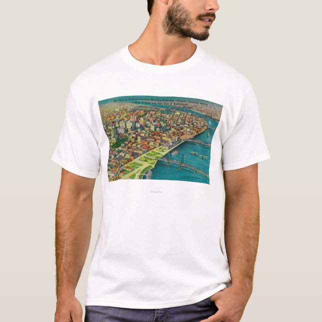 T-shirt Portland de l'air montrant des ponts et (Devant)