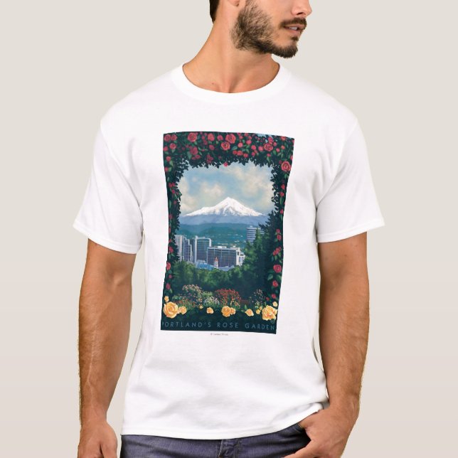 T-shirt Portland, scène de jardin d'OregonRose (Devant)