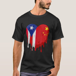 T-shirt Porto Rico Chine Drapeau Coeur Citoyen Grown Patri
