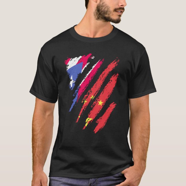T-shirt Porto Rico Drapeau Chine Gros Patriot Pays Bande (Devant)