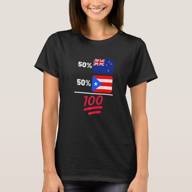 T-shirt Porto Rico Plus Nouvelle-Zélande Mélange le drapea (Devant)