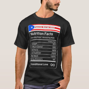 T-shirt Portoricain Papa Nutrition Facts Cadeau Fête des p