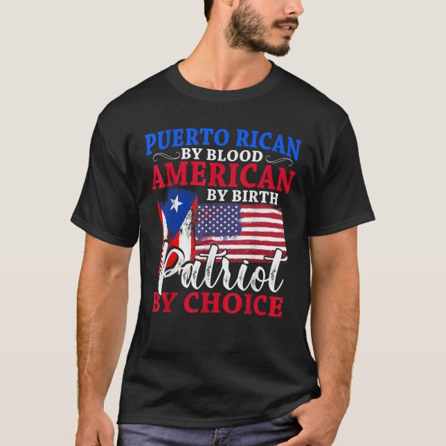 T-shirt Portoricain Patriotique Par Blood American By Birt (Devant)