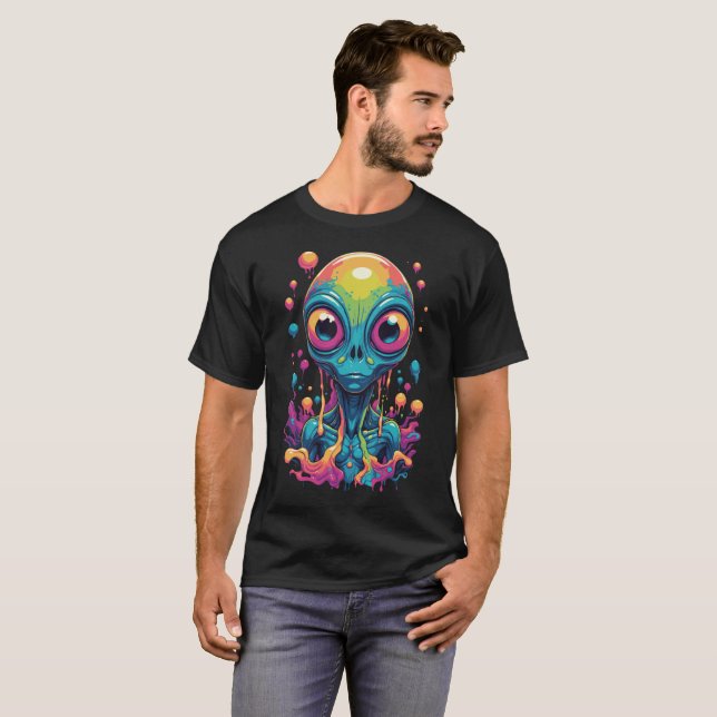 T-shirt portrait alien psychédélique (Devant entier)