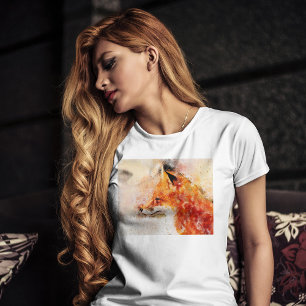 T-shirt Portrait aquarellé du renard roux 03