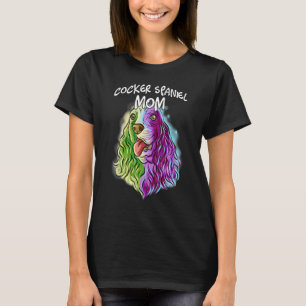 T-shirt Portrait coloré Cocker Spaniel Chien Maman Maman