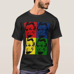 T-shirt Portrait d'Abe Lincoln Pop art 4 couleurs - T-shir