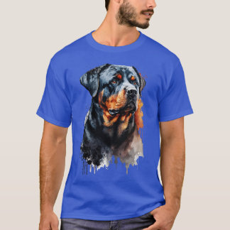 T-shirt Portrait d'aquarelle de chien Rottweiler