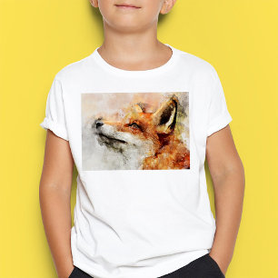 T-shirt Portrait d'aquarelle Red Fox 01