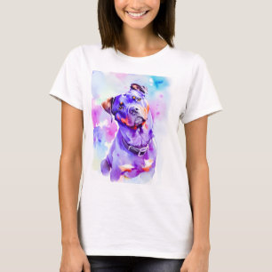 T-shirt Portrait d'aquarelle Rottweiler 1
